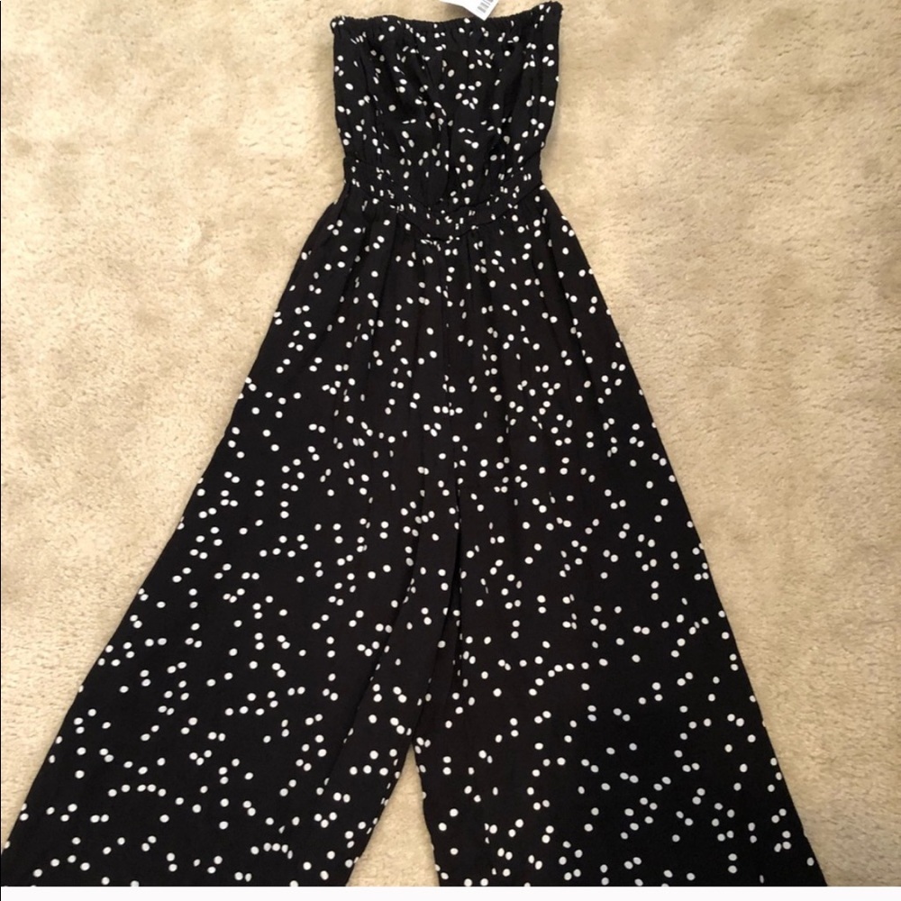 Adorable strapless cropped polka dot jumpsuit